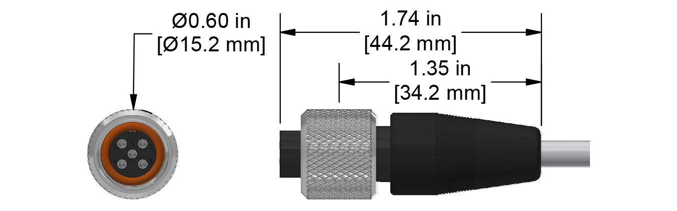 A line drawing showing the diameter and length of a CTC CK-M3T vibration sensor connector.