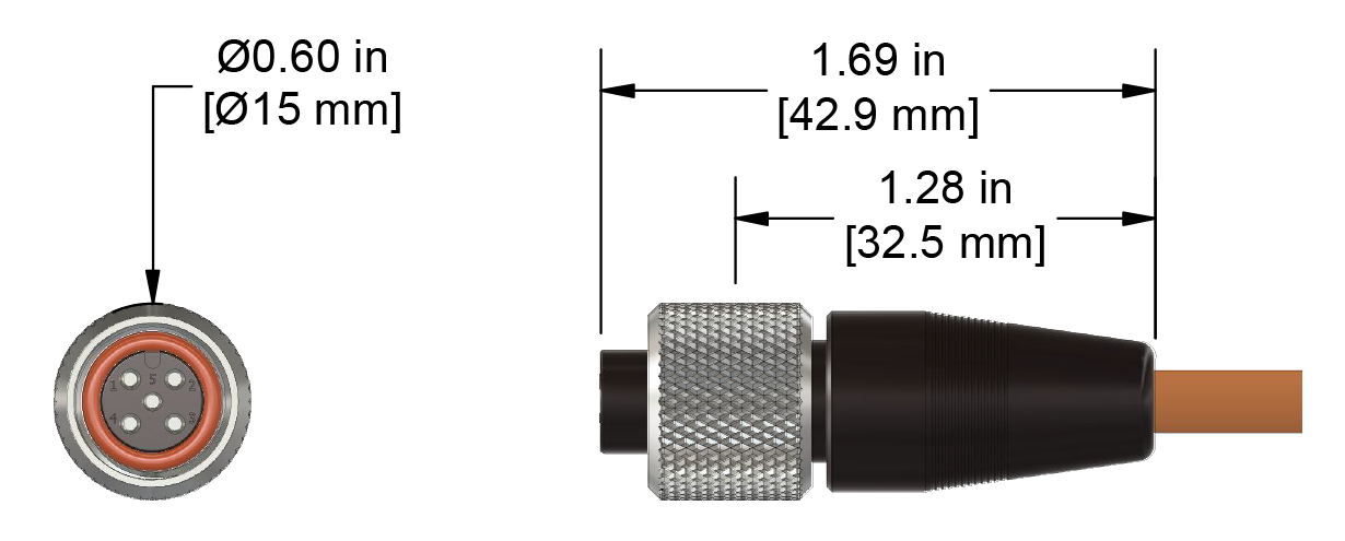 A line drawing showing the diameter and length of a CTC CK-M4R vibration sensor connector.