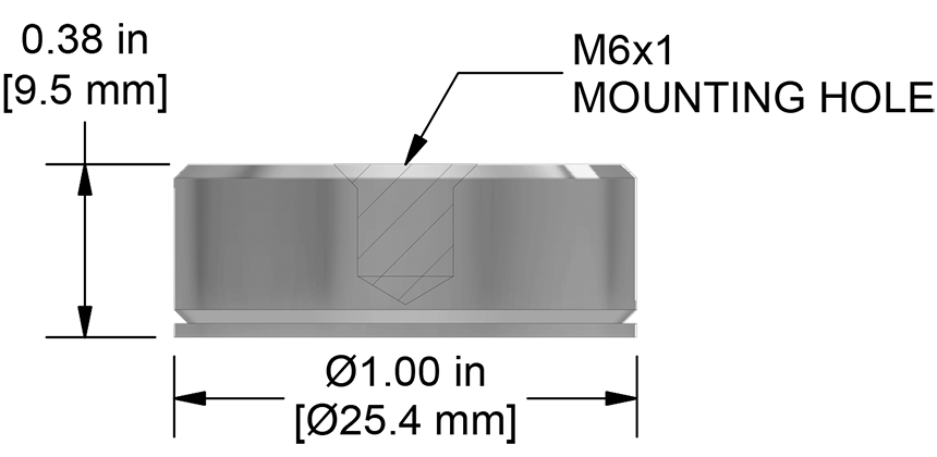 A drawing showing the dimensions of a CTC MH130-6A mounting hardware for industrial condition monitoring sensors.