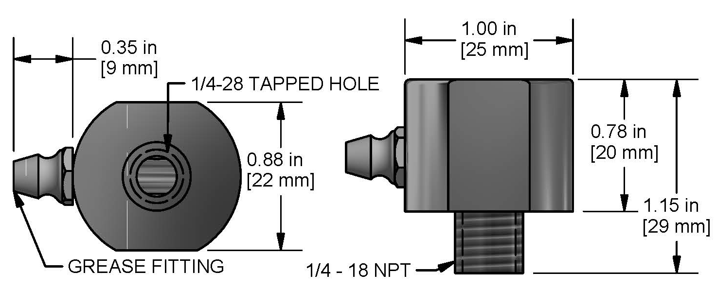 A drawing showing the dimensions of a CTC MH134-1A mounting hardware for industrial condition monitoring sensors.