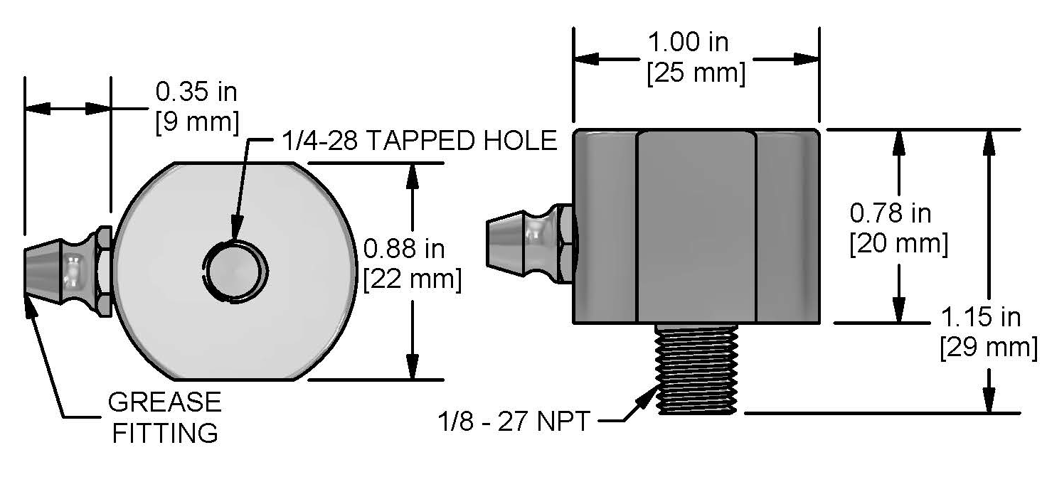 A drawing showing the dimensions of a CTC MH134-2A mounting hardware for industrial condition monitoring sensors.