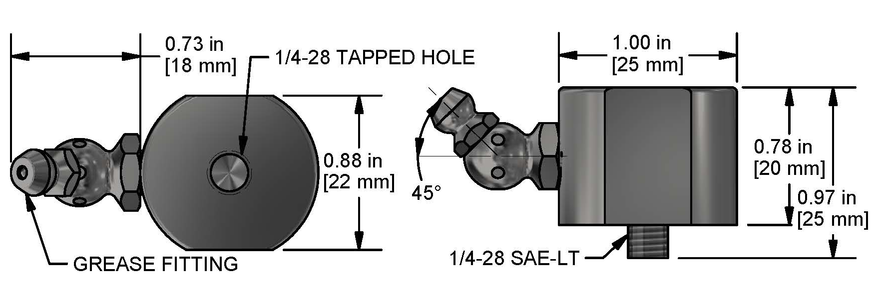 A drawing showing the dimensions of a CTC MH134-3B mounting hardware for industrial condition monitoring sensors.