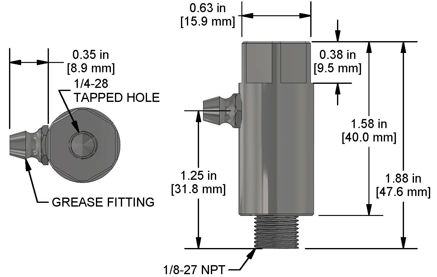 A drawing showing the dimensions of a CTC MH134-5A mounting hardware for industrial condition monitoring sensors.