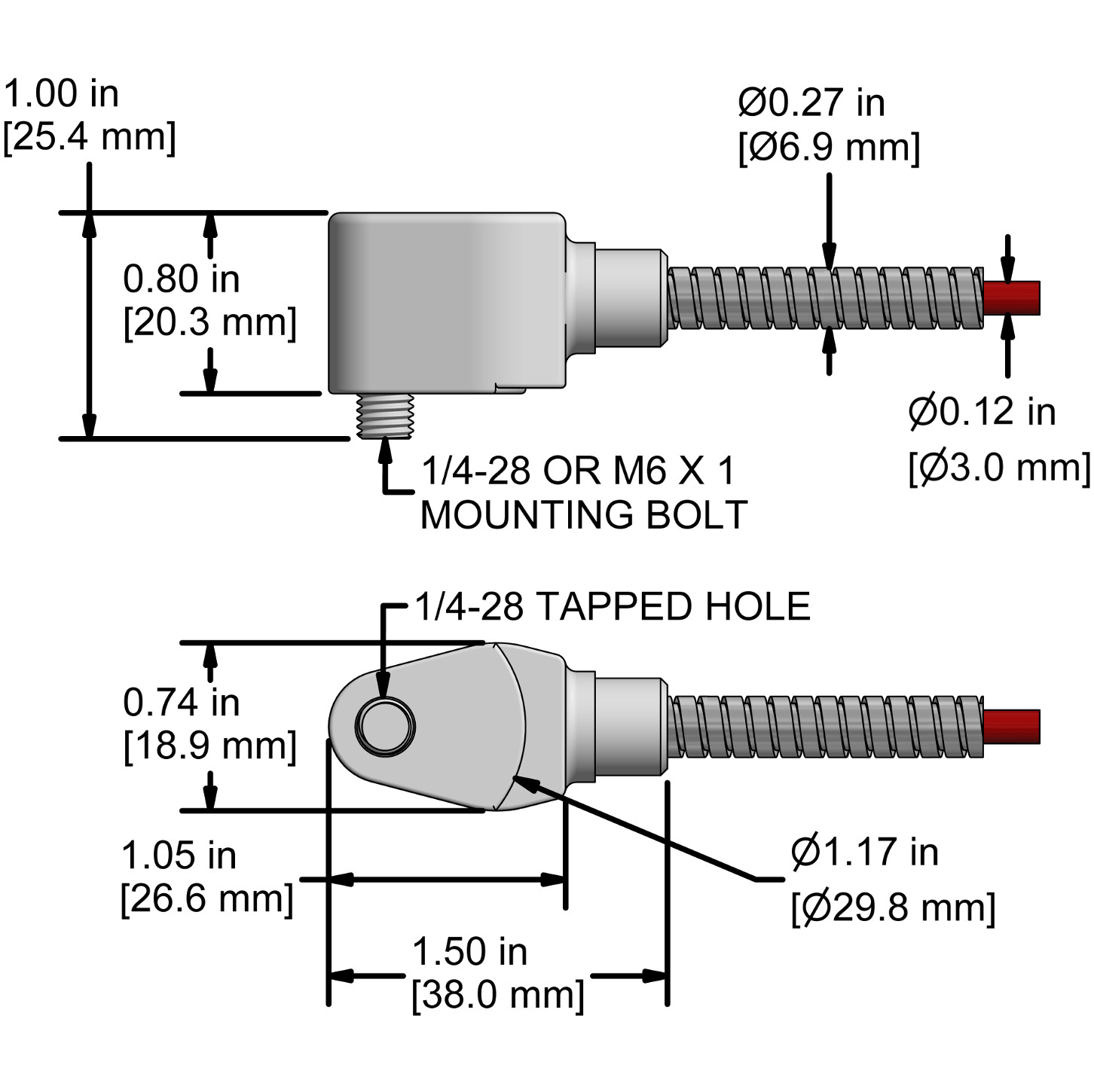 A drawing showing the dimensions and pin configuration of a CTC AC144 industrial accelerometer.