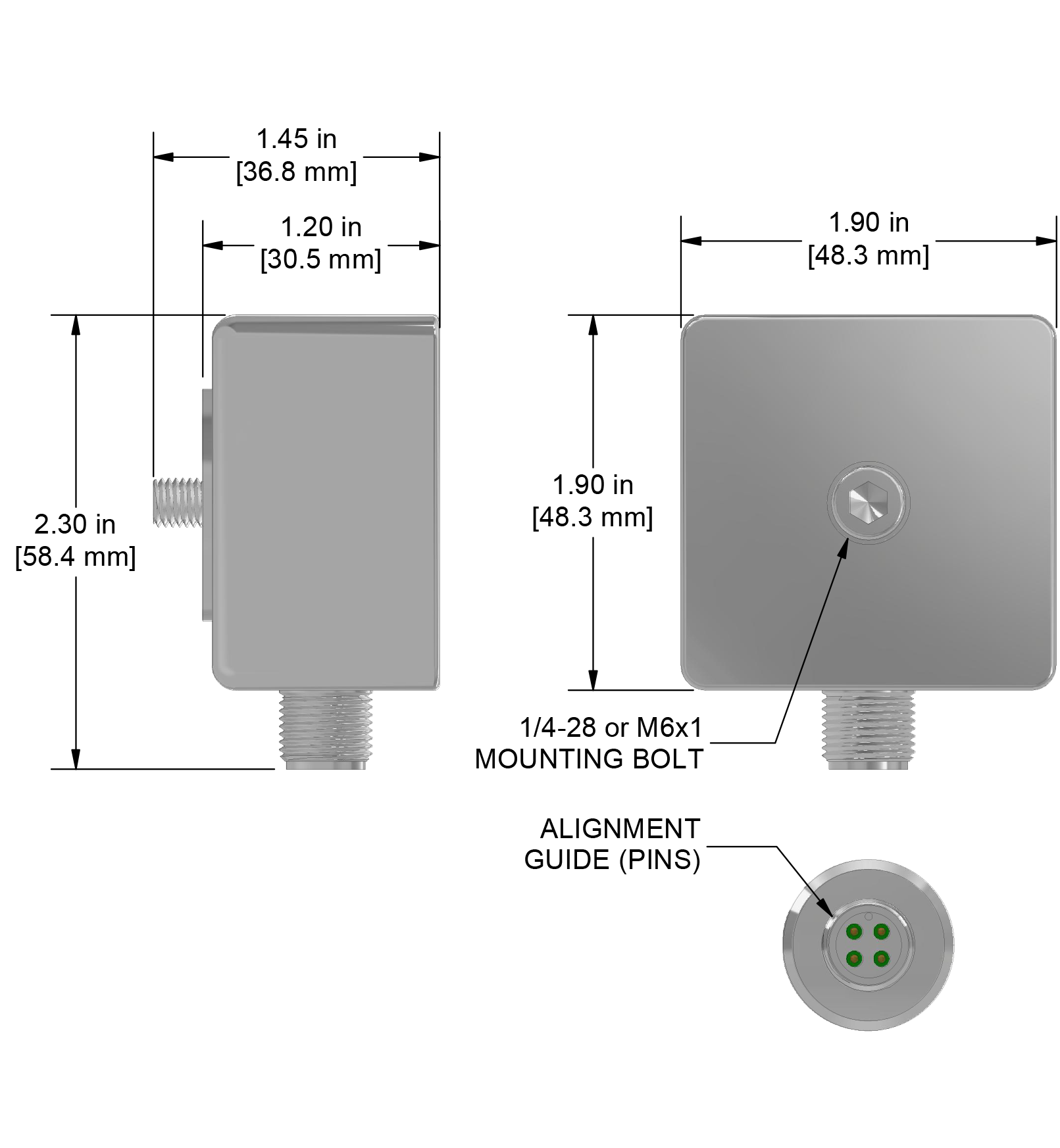 A drawing showing the dimensions and pin configuration of a CTC TXEA331-HT industrial accelerometer.