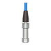 A render of a CTC J2QR grounded connector on a generic mini top exit vibration analysis sensor.