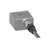 A render of a CTC JQ4R grounded connector on a triaxial vibration sensor.
