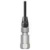 A render of a generic CTC standard size, top exit M12 accelerometer on an assembled CKP-A2A connector.