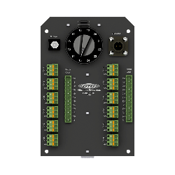 A render of a CTC JB913 switch box panel with 12 terminal blocks.
