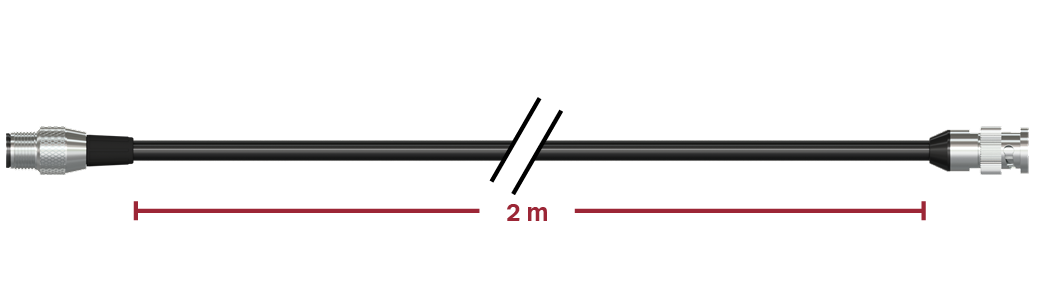 A render of CTC CB103-C558-002M-F cable and connector assembly.