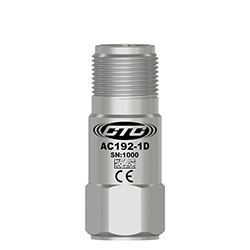 A render of a compact size CTC AC192-1D vibration monitoring accelerometer equivalent to Emerson/CSI A0332L5