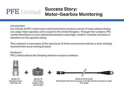 PFE Limited Success Story: Motor-Gearbox Monitoring