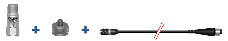 A render of an AC292 sensor, MH136-1A mounting magnet, and CB103-C314-015-K2C cable assembly