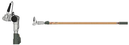 Render of a VN1000-XC VibeNavigator Data Collection Extension Pole and close-up of rotating head and sensor