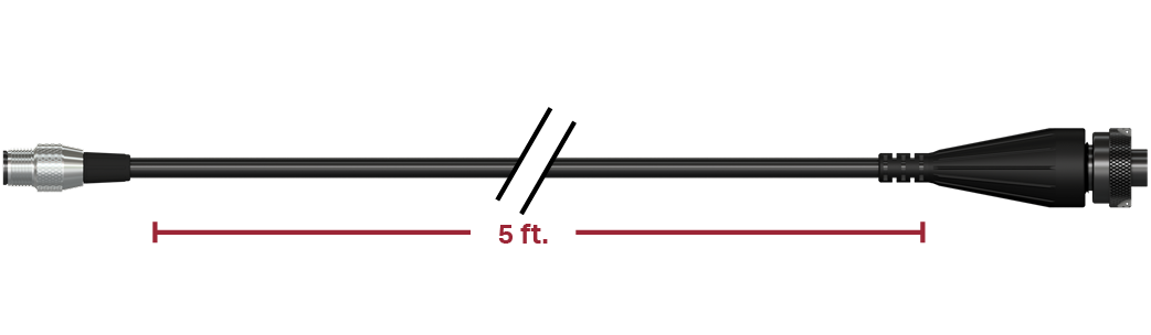A render of CTC CB103-C558-005-D2C cable and connector assembly.