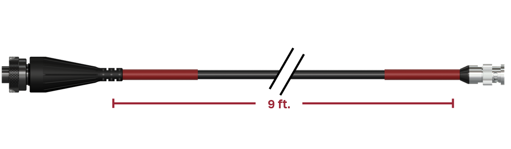 A render of CTC CB103-D2C-009-F-RR cable and connector assembly.