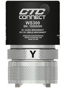CTC WS300 wireless triaxial sensor on a CTC MH214-3A curved surface mounting magnet