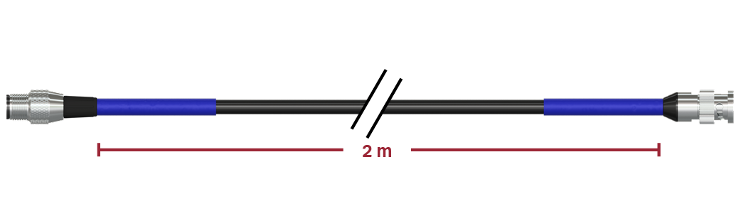 A render of CTC-CB103-C579-002M-F-BB cable and connector assembly.