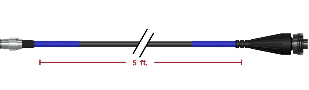 A render of CTC CB103-C579-005-D2C-BB cable and connector assembly.