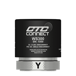 A render of a CTC WS300 Series ConnectSens Wireless condition monitoring sensor with labeled Y axis