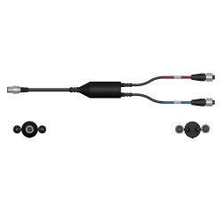 A render of a CTC CMX2261-T data collector adapter with red and blue heat shrinks.