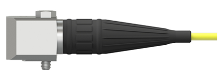 A render of a V2N connector on a standard size, side exit accelerometer.