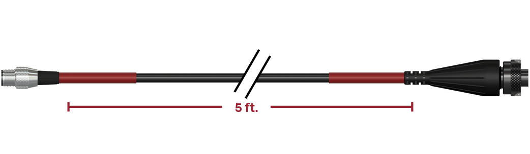 A render of CTC CB103-C555-005-D2C-RR cable and connector assembly.