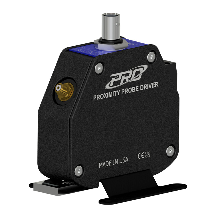 8-millimeter PRO line proximity probe driver in a black case with a navy blue metal face plate