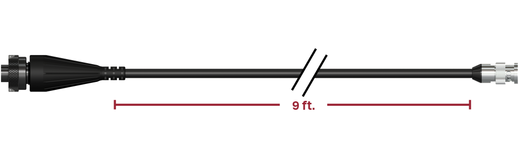 A render of CTC CB103-D2C-009-F cable and connector assembly.