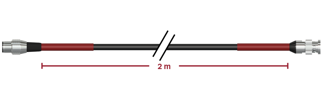 A render of CTC-CB103-C555-002M-F-RR cable and connector assembly.