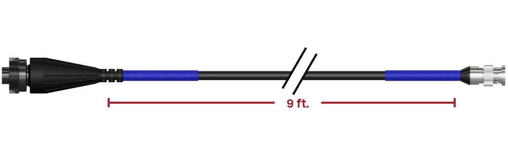 A render of CTC CB103-D2C-009-F-BB cable and connector assembly.